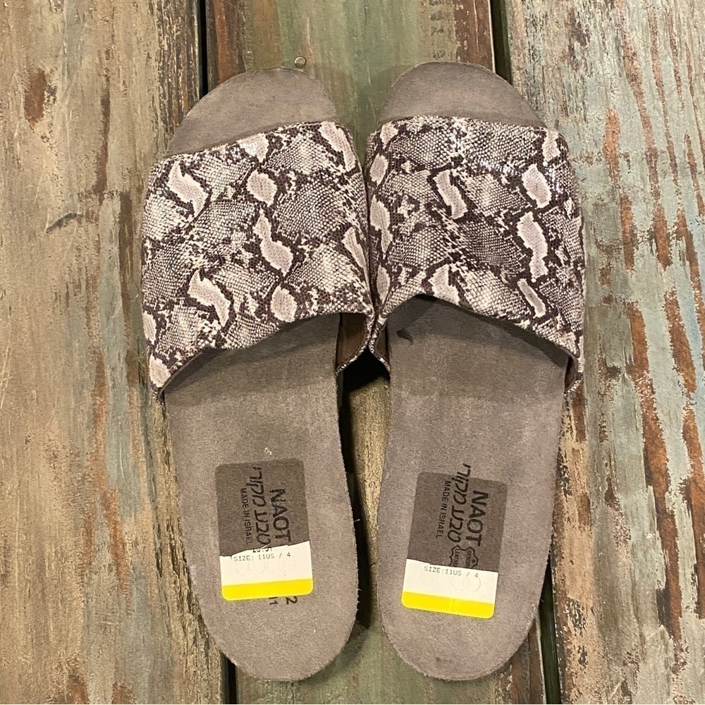 NAOT Alana Sandals Cork Comfort Slides Snakeskin Print Gray Women’s Sz 11 - Picture 8 of 10